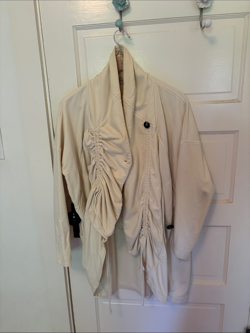 Prairie Underground Cream Draped Ruched Trench Coat